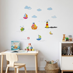 Stickers Muraux décoration adhésifs Bateaux et Nuages