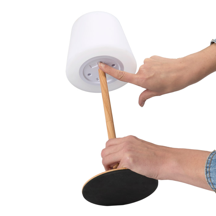 Lampe Effet Bois Rechargeable Ip44 H40cm