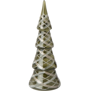 J-Line Arbre carreaux - verre - vert foncé/doré - small