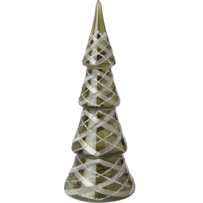 J-Line Arbre carreaux - verre - vert foncé/doré - small