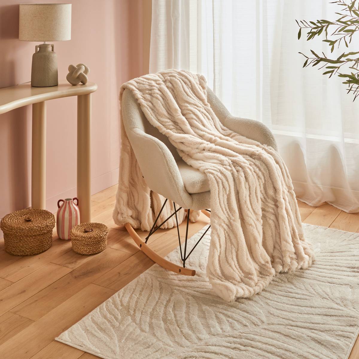 Plaid Boucly 180x230cm vagues beige