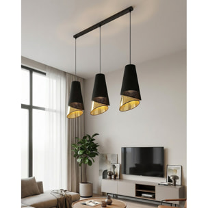 Lampada a sospensione MODA in acciaio nero e oro