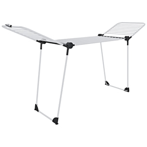 Stendibiancheria Estensibile Fino a 2 Metri Griglia Telescopica 30 M Stenditura Stendino Grande Con Ruote Richiudibile 218-300 x 55 x 126 cm Bianco