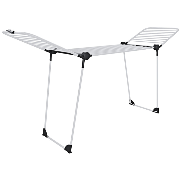 Stendibiancheria Estensibile Fino a 2 Metri Griglia Telescopica 30 M Stenditura Stendino Grande Con Ruote Richiudibile 218-300 x 55 x 126 cm Bianco