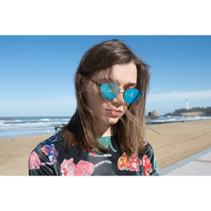 Gafas de sol OCEAN LOIRET - De tiras marrón mate / Plana revo azul cielo