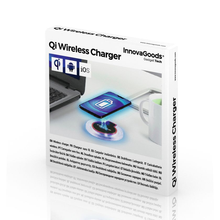 Caricatore wireless per Smartphone Qi InnovaGoods - nero - 10x10x1,03 cm