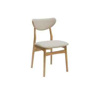 Chaises scandinaves en tissu effet laine bouclée beige et bois clair chêne massif (lot de 2) MAYA