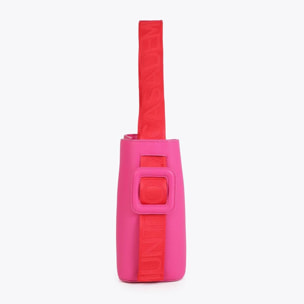 Shopper con manico in nylon a contrasto
