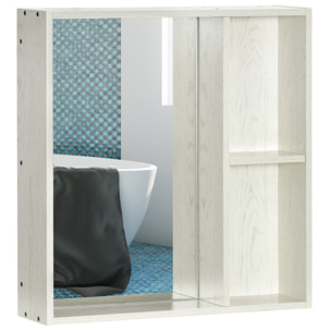 Armario de Baño con Espejo Armario con Espejo para Baño con Estantes Mueble para Baño Estilo Moderno 63x15x65 cm Blanco