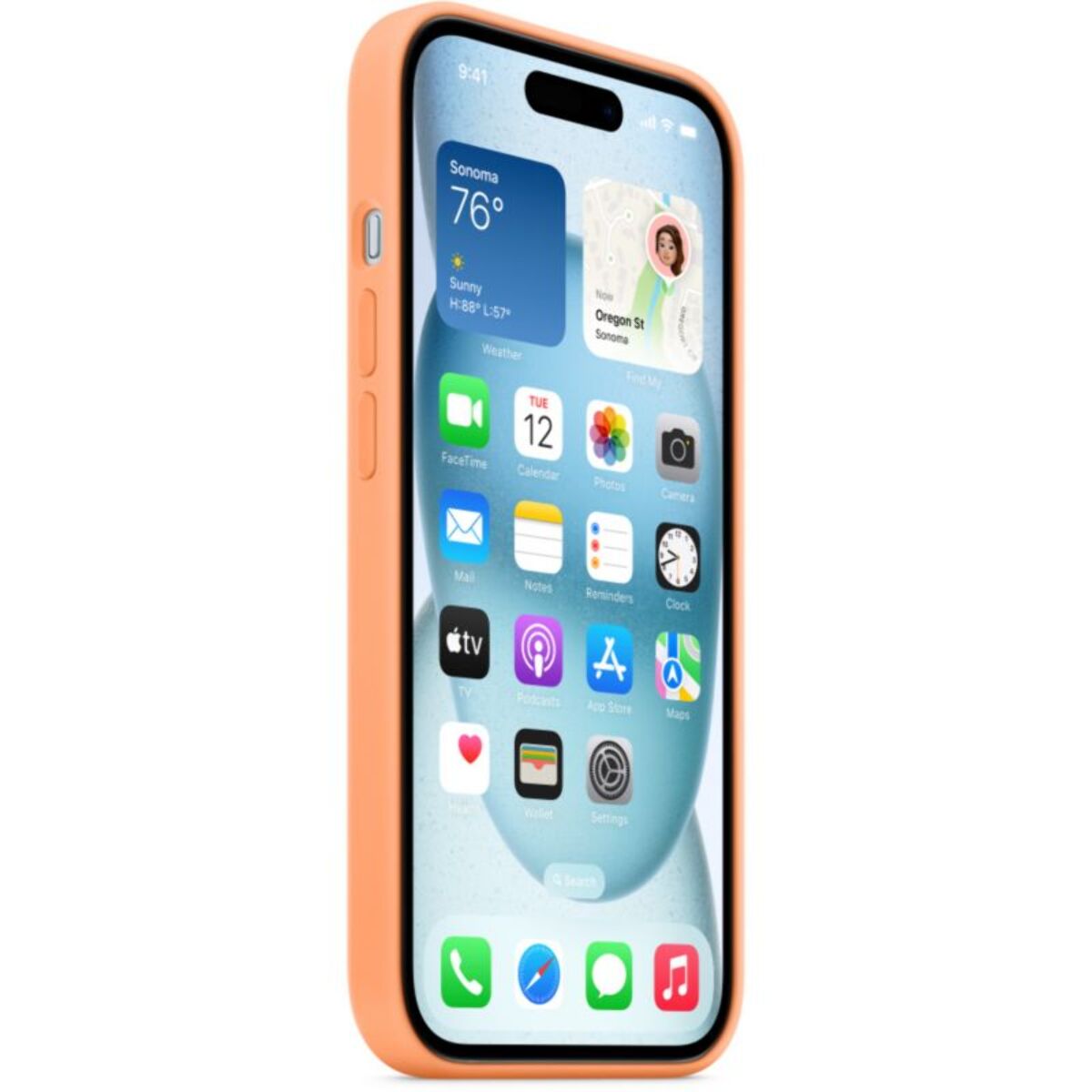 Coque APPLE iPhone 15 MagSafe silicone Sorbet orange