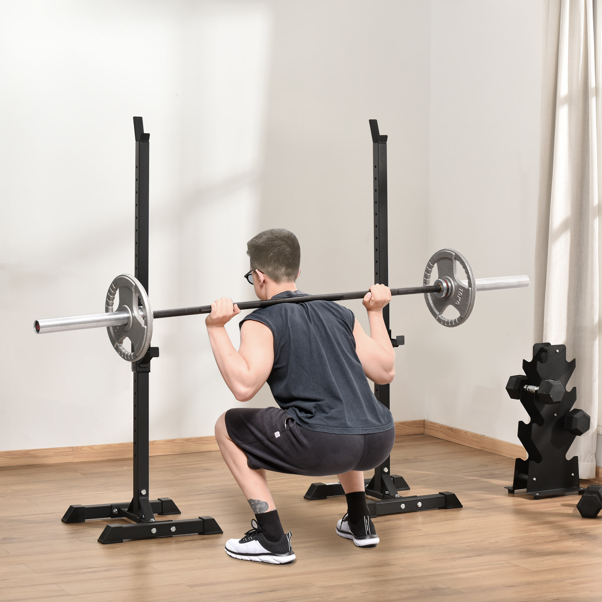 Support de musculation repose haltères charge Max. 150 Kg Noir