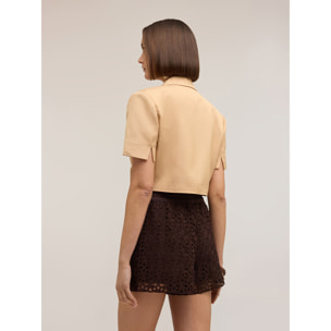Motivi - Chaqueta corta cruzada de manga corta - Beige