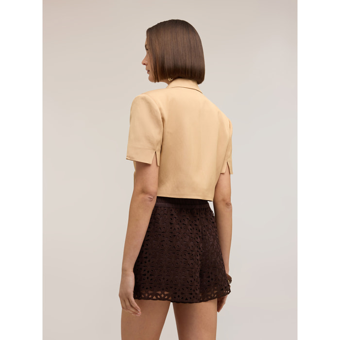 Motivi - Chaqueta corta cruzada de manga corta - Beige