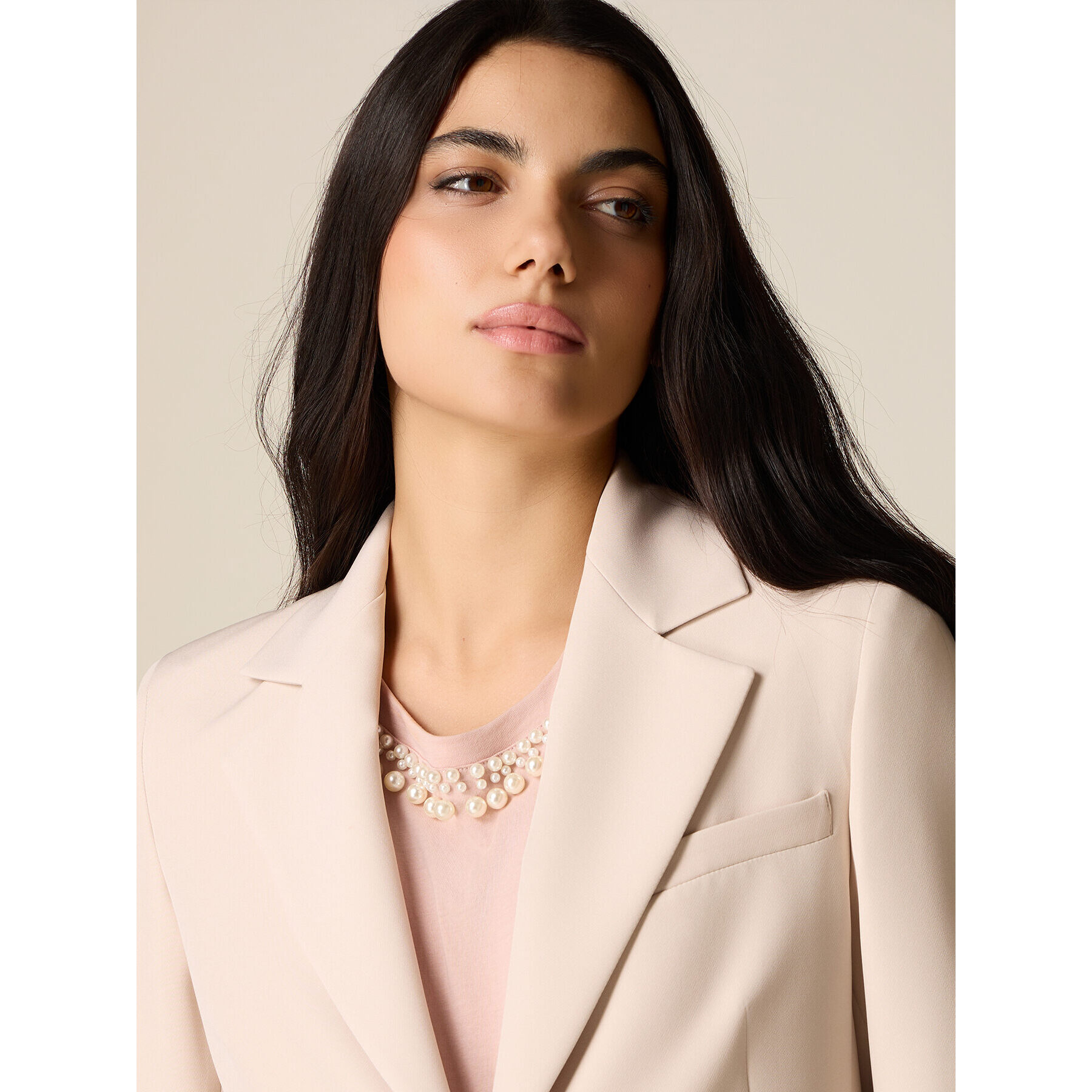 Oltre - Blazer sciancrato in tessuto tecnico - Beige