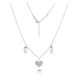 Collana Love Makes a Family Bimba-Cuore-Bimbo Argento