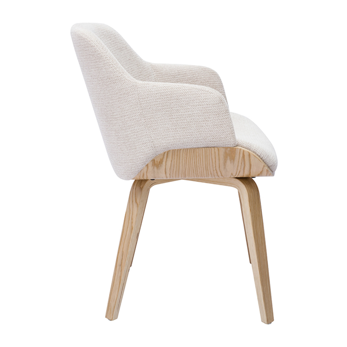 Chaise en tissu chenille beige et bois clair EARL