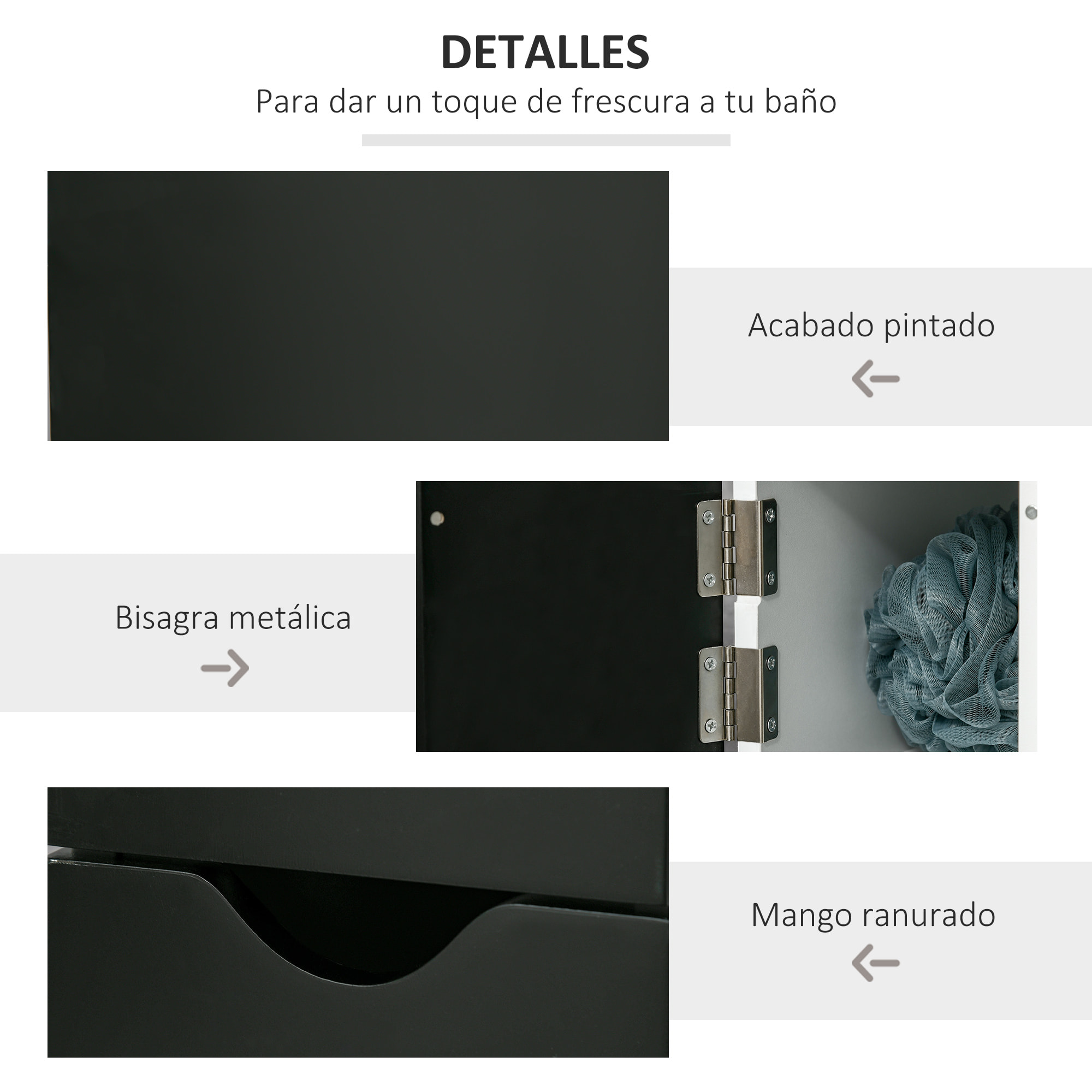 kleankin Armario Alto de Baño con 2 Puertas y 2 Estantes Abiertos Columna Auxiliar de Baño para Salón Aseo Dormitorio Estilo Moderno 15,2x29,8x118 cm Blanco y Negro