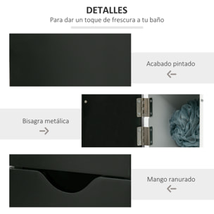 kleankin Armario Alto de Baño con 2 Puertas y 2 Estantes Abiertos Columna Auxiliar de Baño para Salón Aseo Dormitorio Estilo Moderno 15,2x29,8x118 cm Blanco y Negro