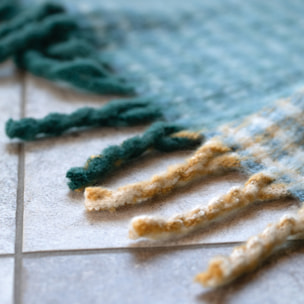 Plaid à carreaux aspect mohair doux - Bleu Paon