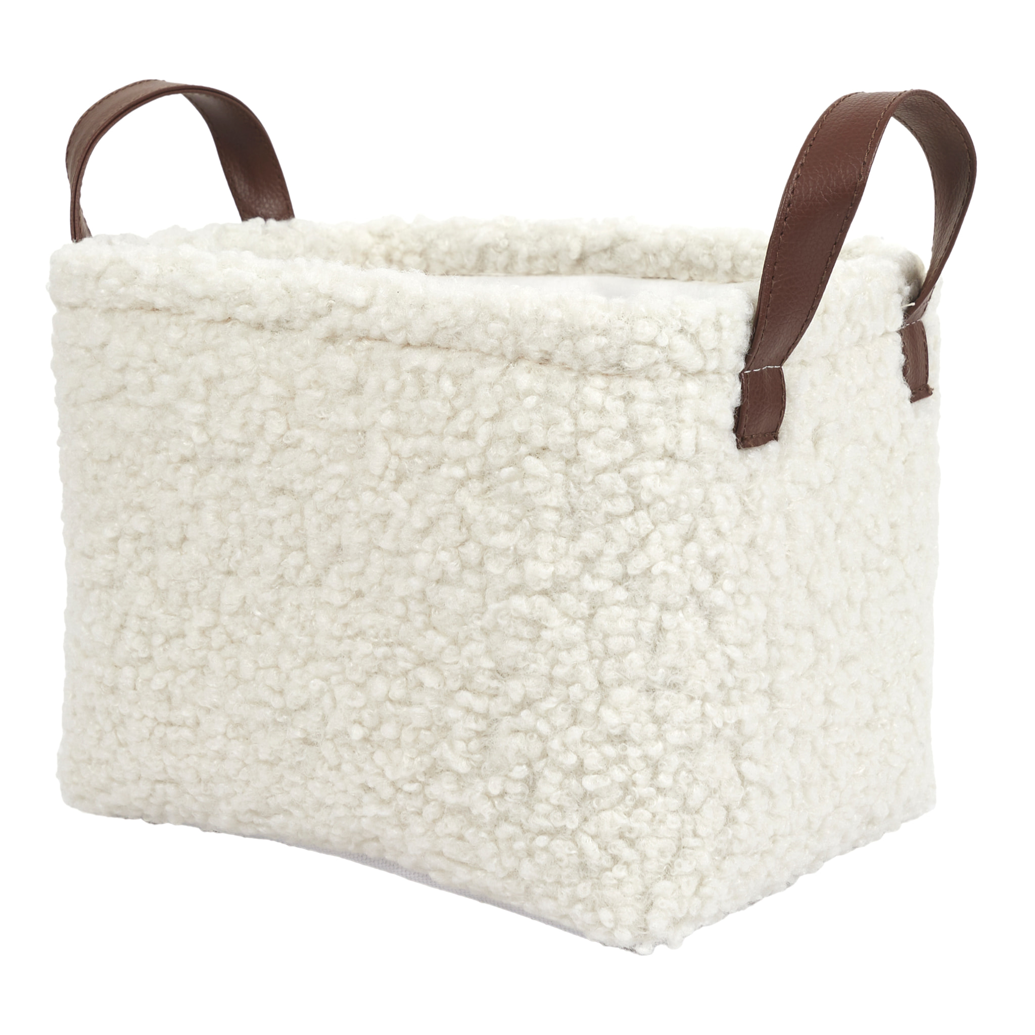 Panier Rangement Velours Cotele Blanc