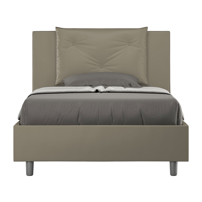 Letto una piazza e mezza senza rete imbottito 120x200 similpelle cappuccino Appia