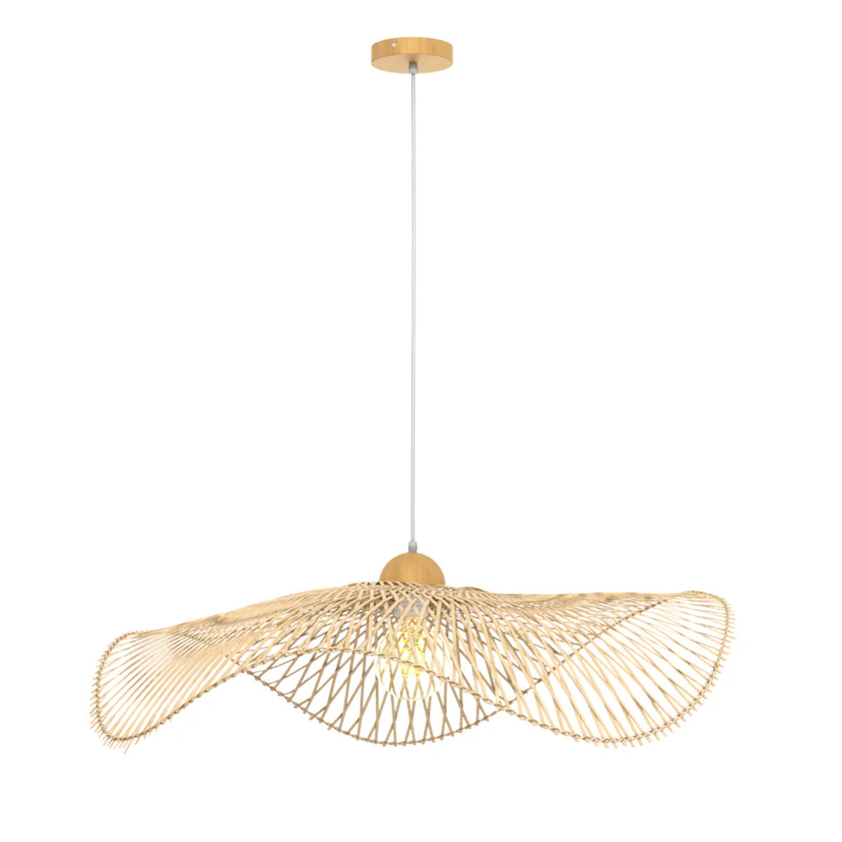 Suspension D75 cm en bambou avec fil blanc - Jipi