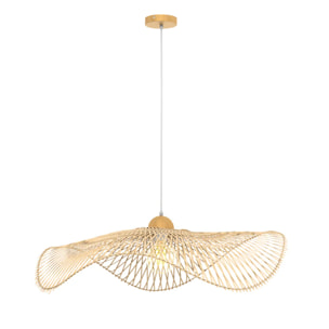 Suspension D75 cm en bambou avec fil blanc - Jipi