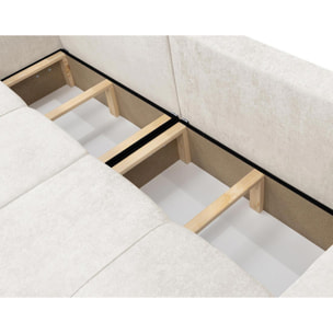 Nicole - Canapé droit 3 places convertible avec coffre en tissu - Beige