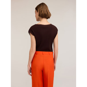 Motivi - Camiseta con bordes de gasa - Marrón