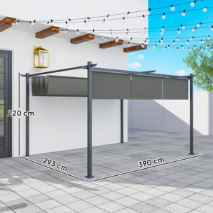 Pérgola con Techo Retráctil Pérgola de 4x3 m Cenador de Pared o Independiente con Laterales Enrollables Protección UV30+ Pabellón para Jardín Patio Terraza Exterior Gris