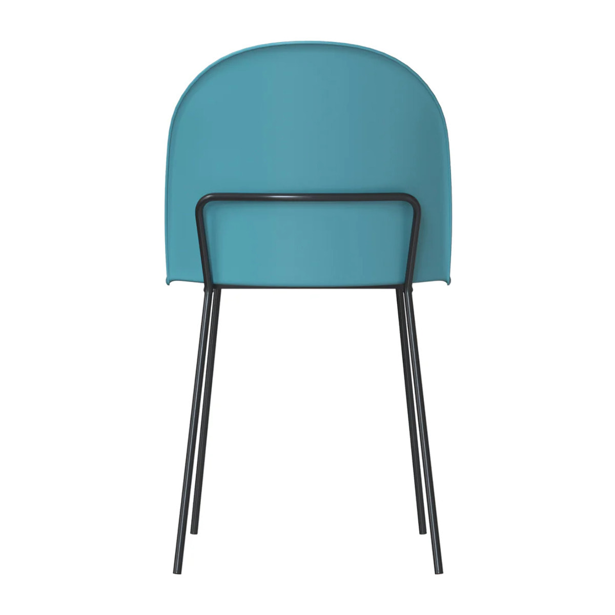 Lot de 2 chaises bleues en plastique, tissu gris et pieds en métal - Lulu