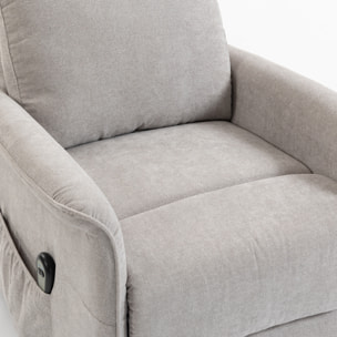 Fauteuil releveur électrique inclinable repose-pieds intégré tissu gris
