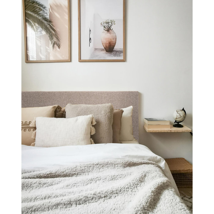 Tête de lit rembourrée en polyester lisse de couleur marron en différentes tailles