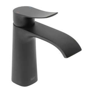 Infinitio mitigeur de lavabo avec bec cascade, sans vidage, noir mat SATBSINF271C avec une garantie de 5 ans