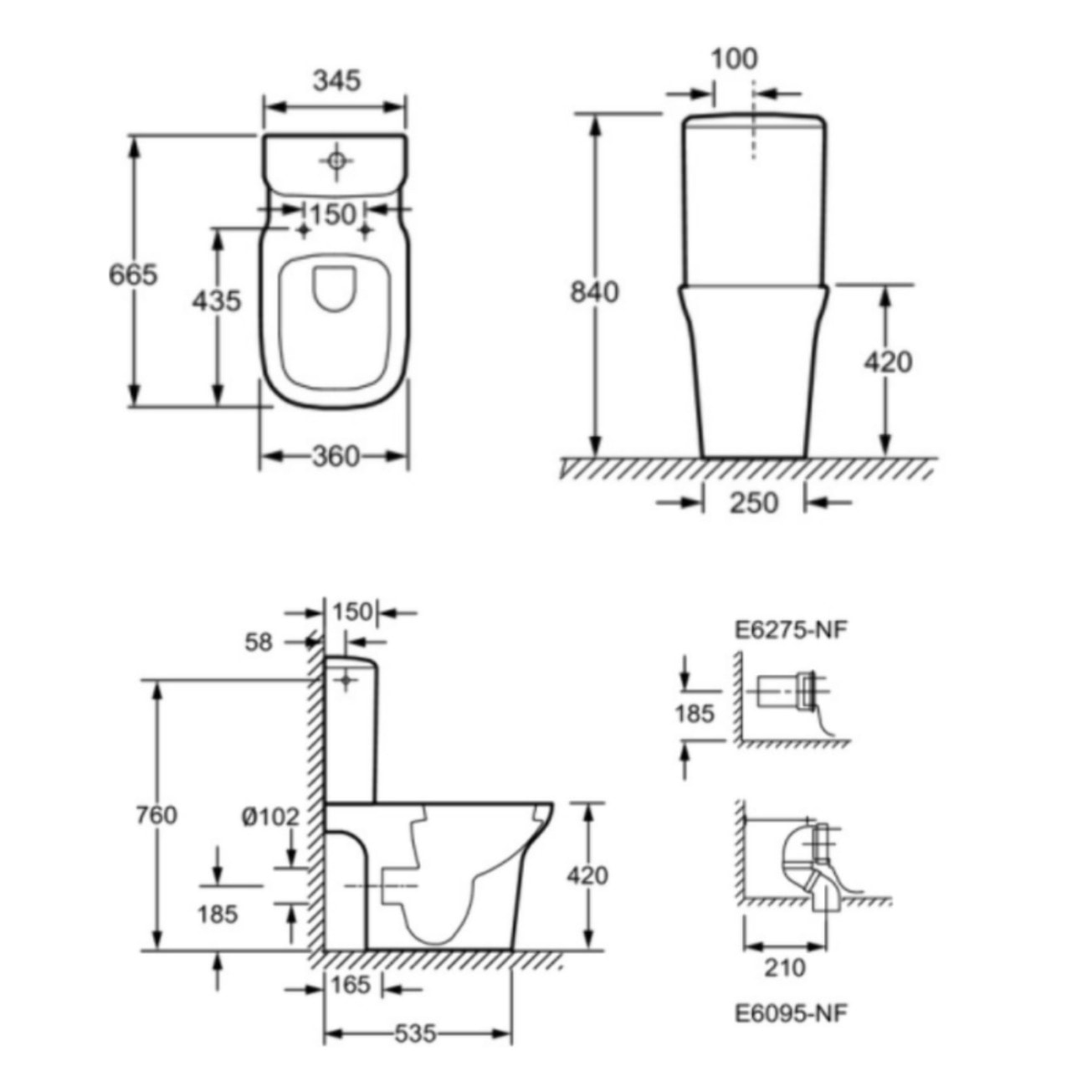 WC à poser sortie universelle Vox avec abattant