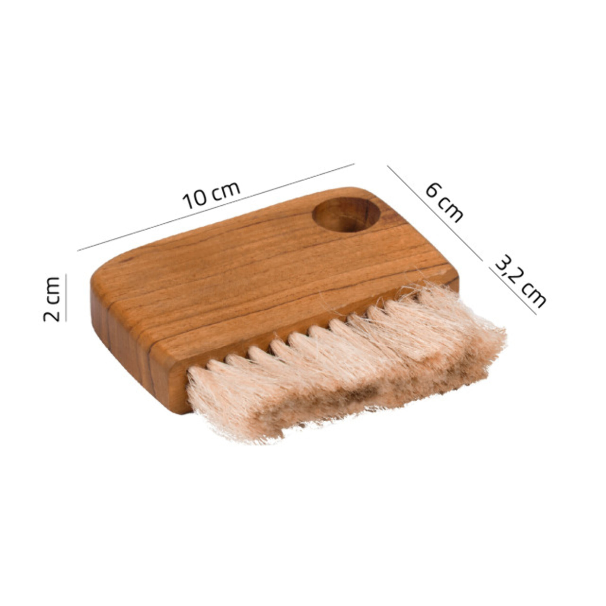 Brosse de nettoyage rectangle à fibres d'ananas et bois de teck - OZAN