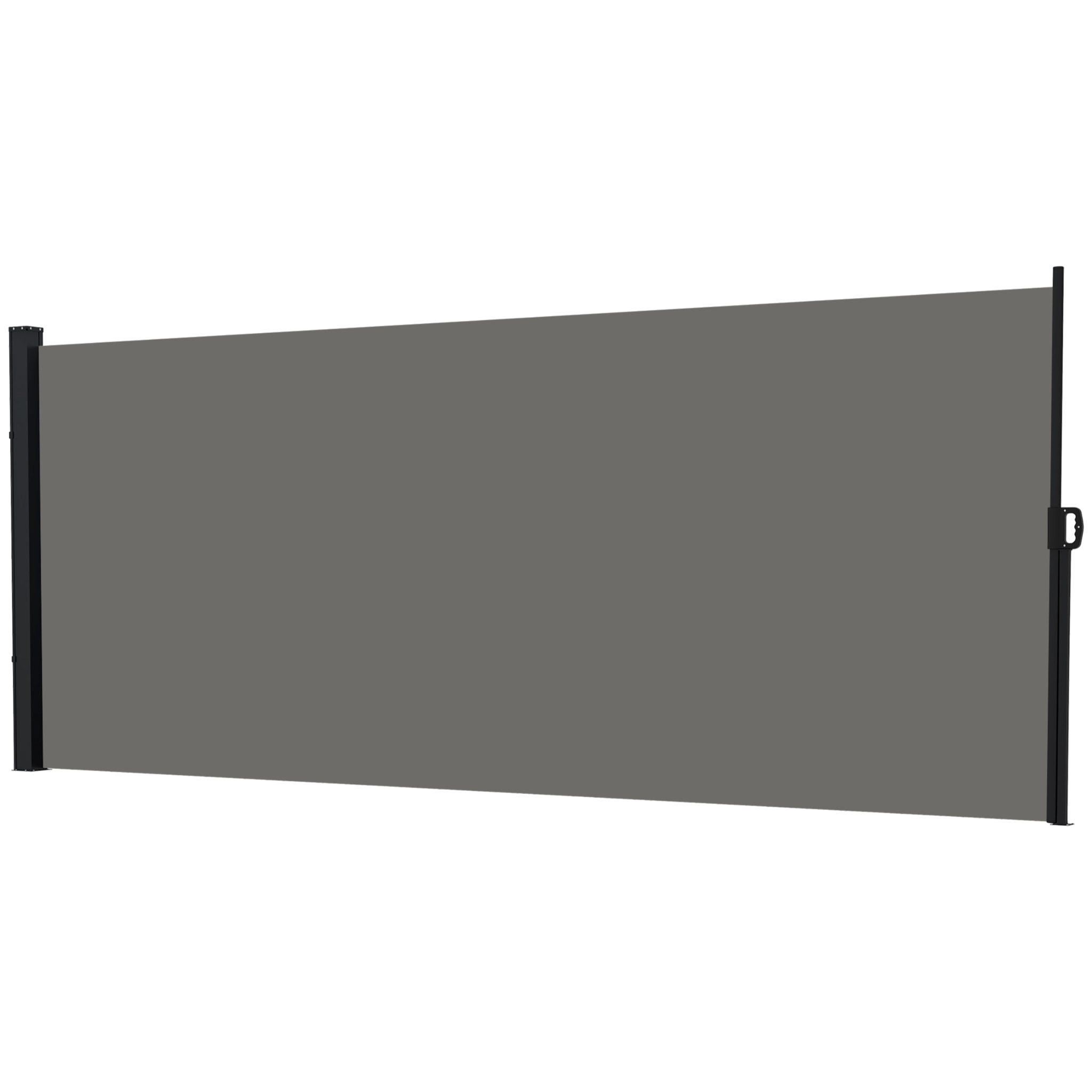 Store latéral brise-vue paravent rétractable de jardin 4L x 1,80H m alu. polyester anti-UV haute densité 180 g/m² gris foncé