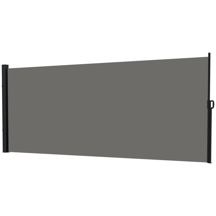 Store latéral brise-vue paravent rétractable de jardin 4L x 1,80H m alu. polyester anti-UV haute densité 180 g/m² gris foncé