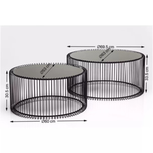 Tables basses Wire bois noir set de 2 Kare Design