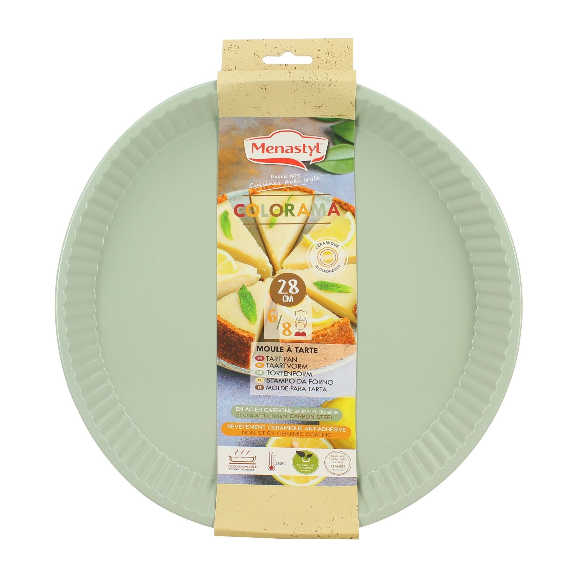 Moule à tarte en acier carbone céladon 28cm COLORAMA