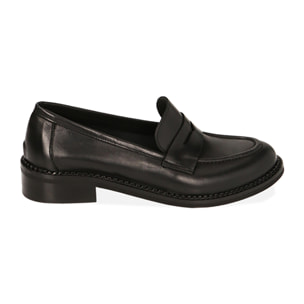 Mocassini neri flat in pelle