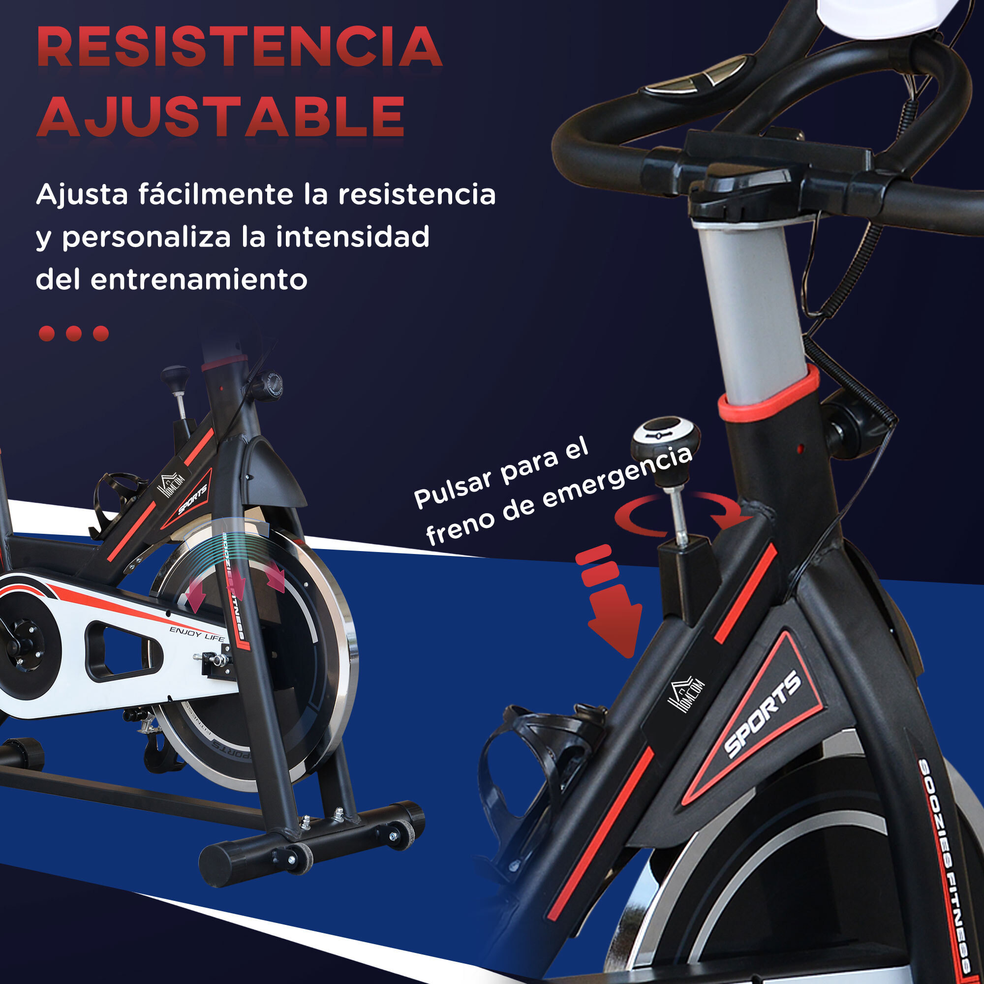 Bicicleta Estática Bici Estática con Volante 8 kg Resistencia Ajustable Pantalla LCD Pulsómetro Ejercicio Silencioso y Asiento Ajustable Carga 120 kg para Casa Gimnasio Negro
