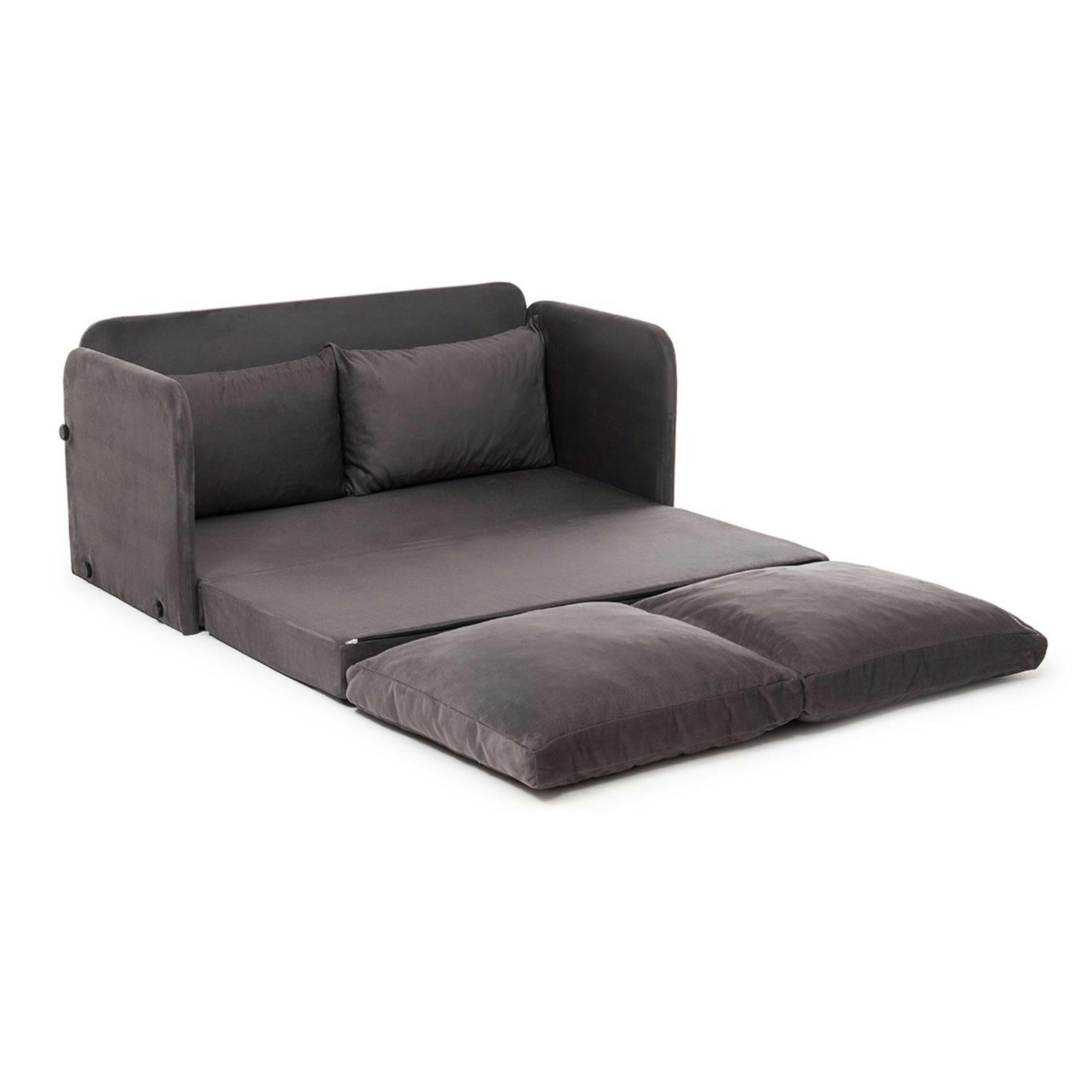 Canapé-lit en tissu gris, 2 personnes 140 cm ORURO