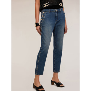 Motivi - Jeans con motivo bottoni e metal chain - Blu