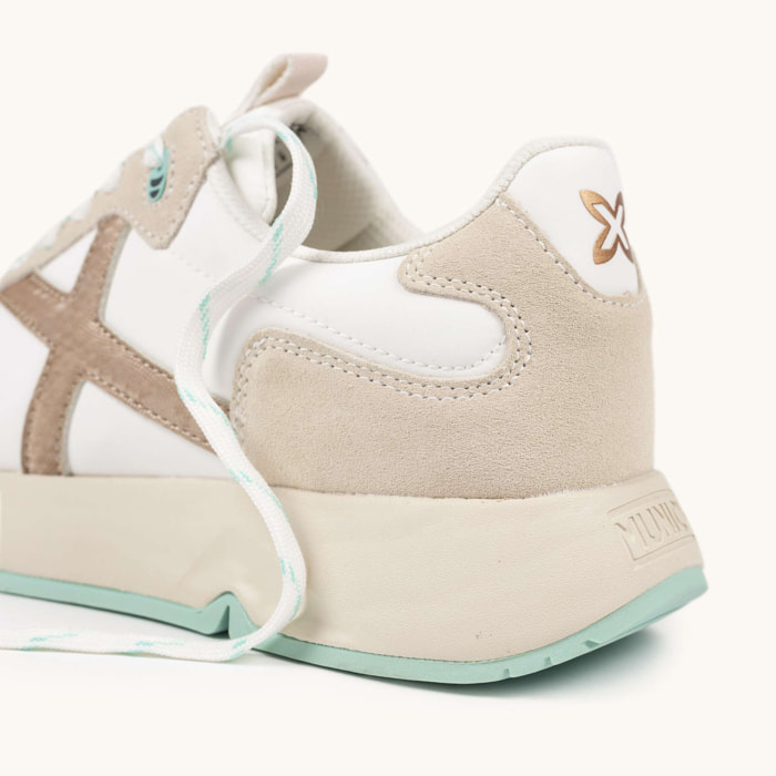 Zapatilla Deportiva Casual en Tonos Neutros y Verde Agua MUNICH MAMBA 09