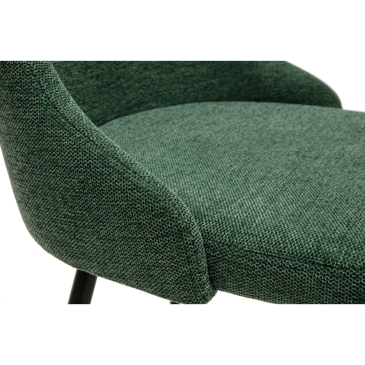 Chaises design en tissu effet velours texturé vert foncé et métal noir (lot de 2) CULT