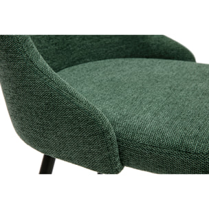 Chaises design en tissu effet velours texturé vert foncé et métal noir (lot de 2) CULT