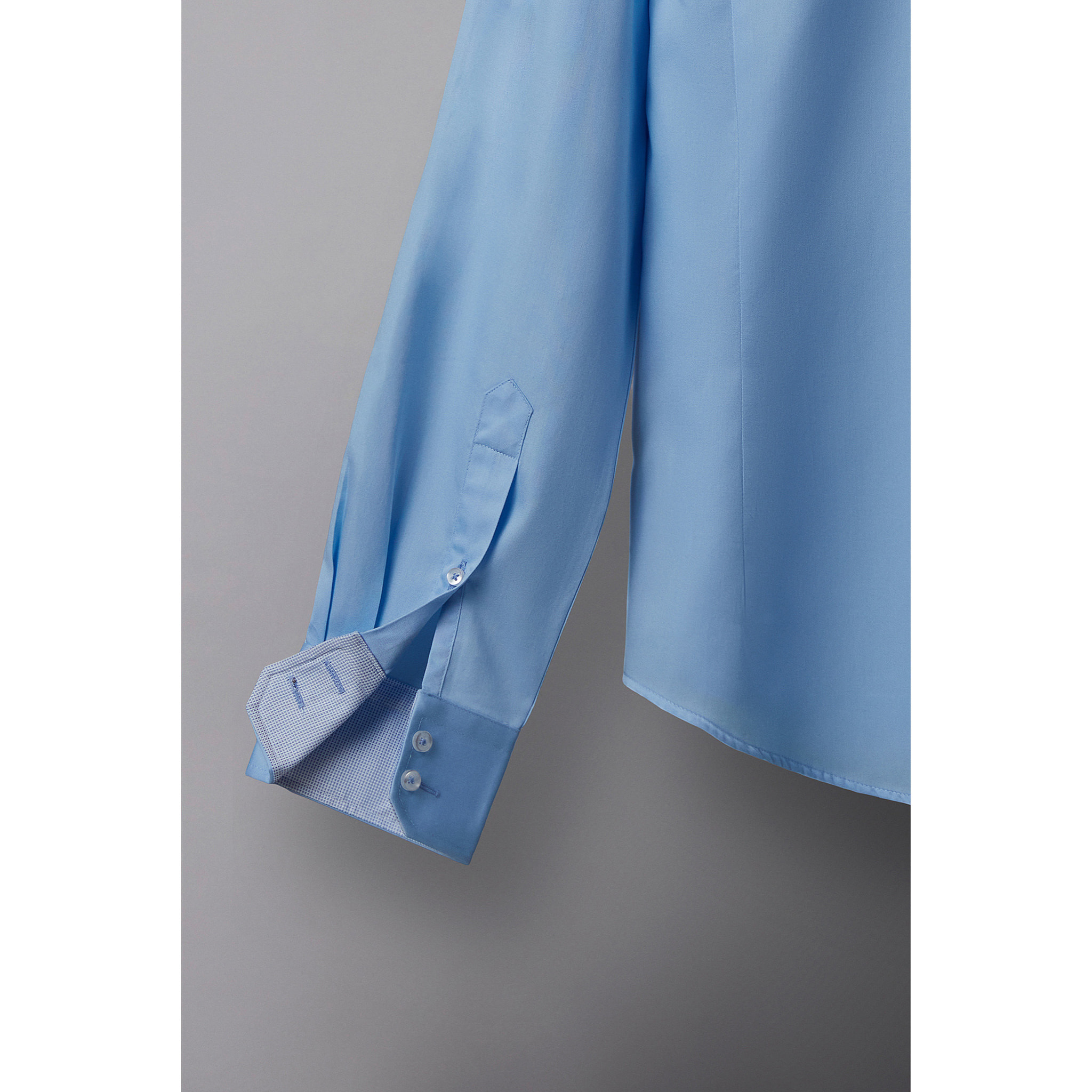 Camicia Uomo 2 Bottoni Button Down Slim Satin Unito Celeste