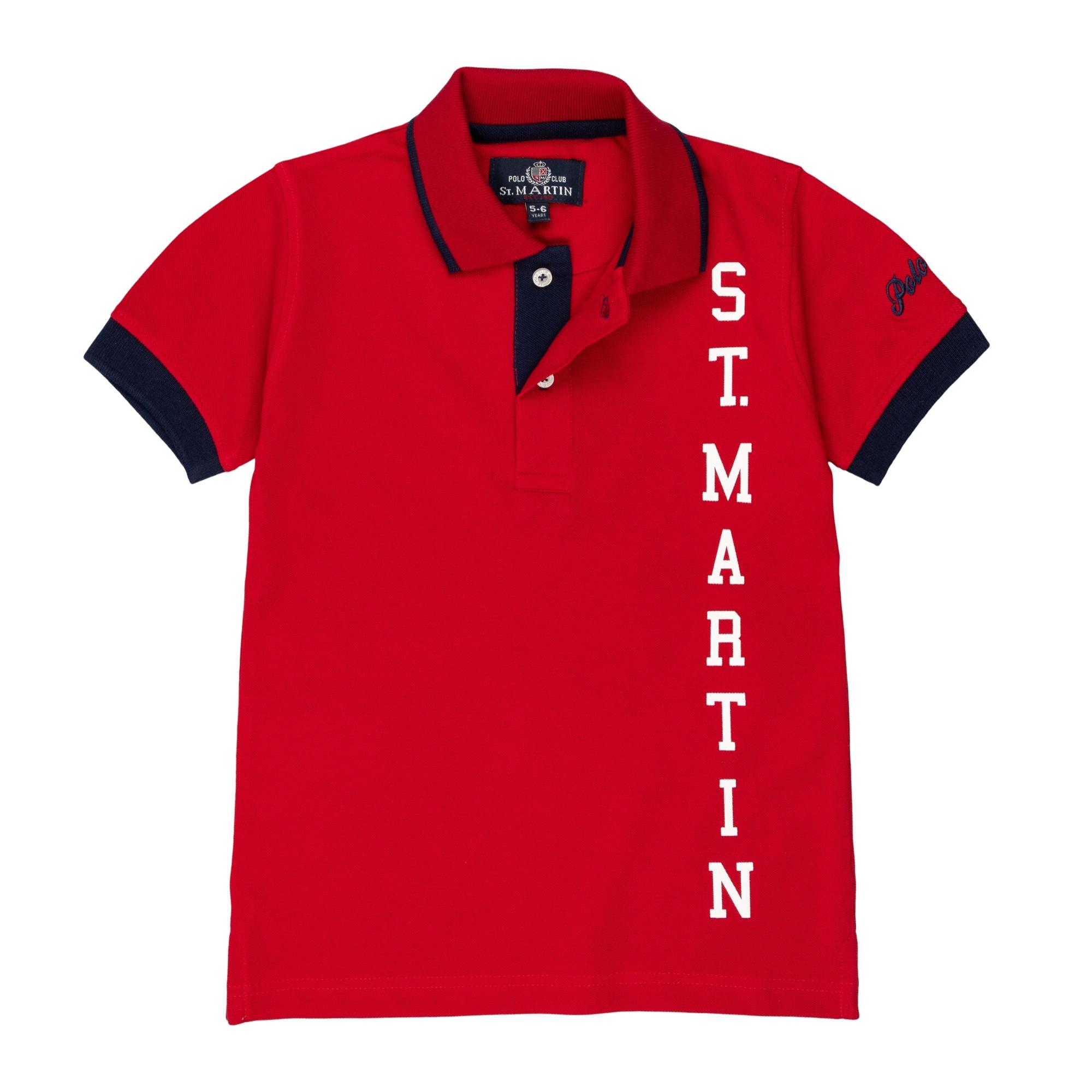 Polo piquet con stampa logo Polo Club St Martin Rosso