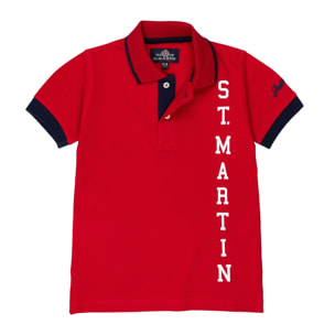 Polo piquet con stampa logo Polo Club St Martin Rosso